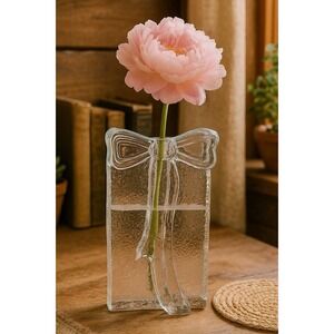 Two's Company Handblown Glass Block Christmas Holiday Bud Vase‎ Candle Holder